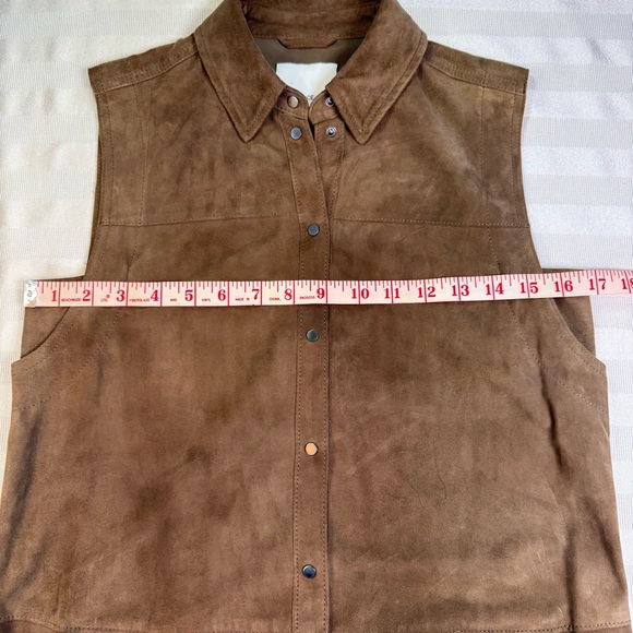Vince. Suede Goat Leather Snap Button Front Collared Tunic / Vest Sz 0 - Picture 8 of 16